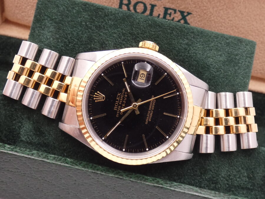 Rolex Datejust 36 16233 Jubile GILT Dial 18Kt Gold & Steel ANNO 1990 Automatico - immagine 10