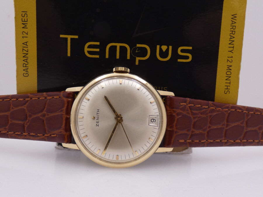 Zenith Stellina Date Oro Massiccio 18 Kt Anni '60s Appena Revisionato Carica Manuale - immagine 2