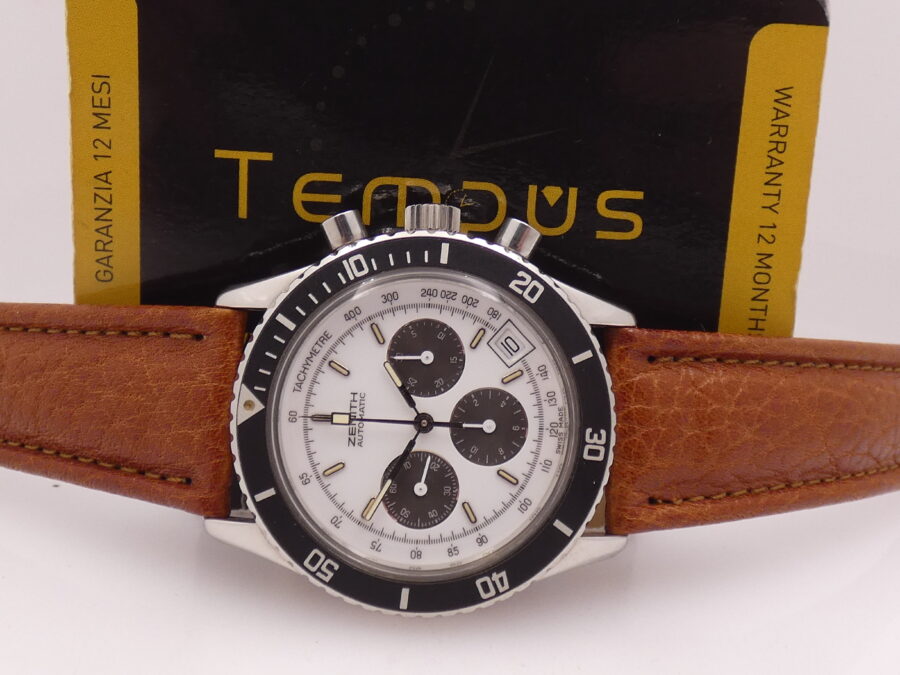 Cronografo Zenith El Primero RARO El Primero De Luca Prima Serie MK1 Porcelain Panda Dial Automatico Anno 1988 - immagine 2