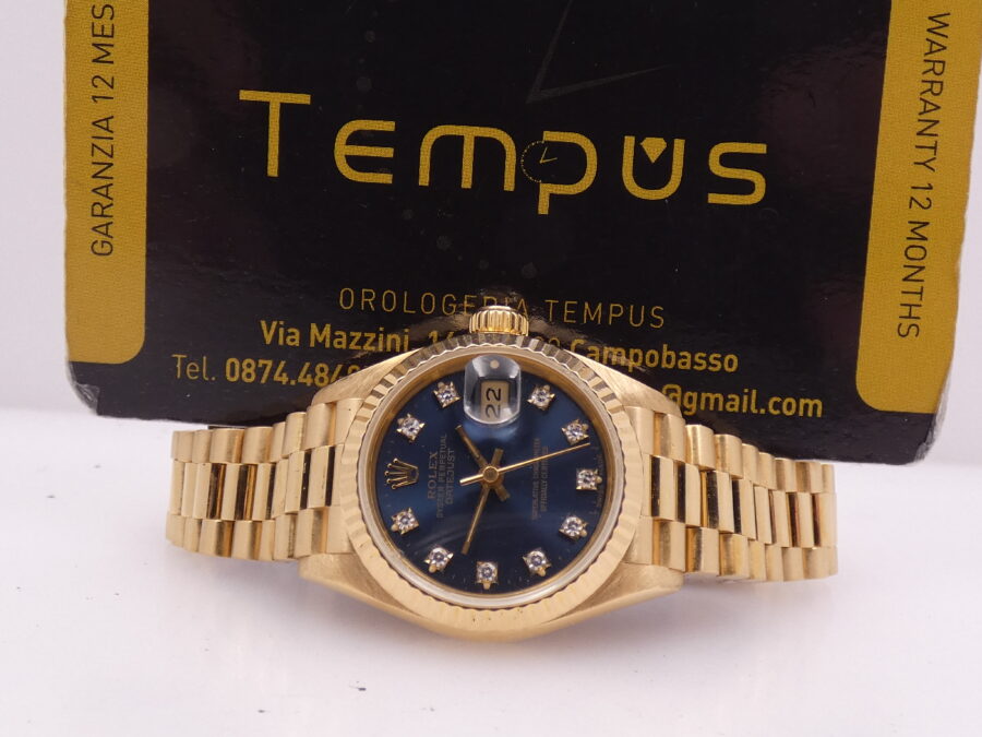 Rolex Lady-Datejust President 69178 Oro Pieno 18Kt FACTORY DIAMOND Dial FULL SET 1991 Automatico - immagine 2