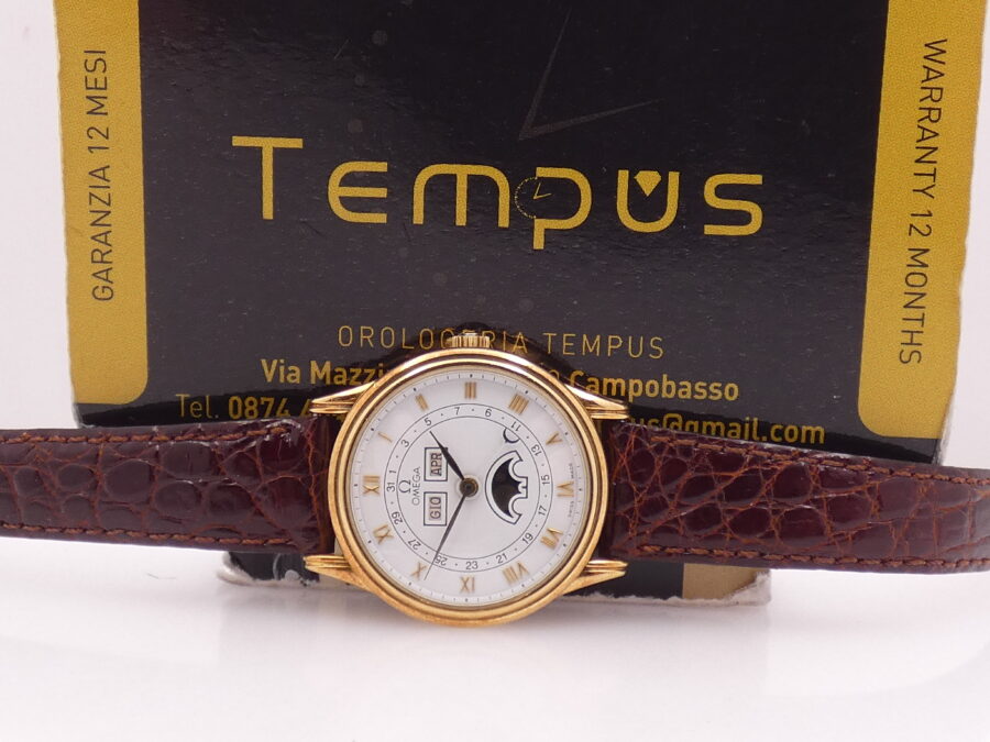 Omega Triple Date Moonphases Oro massiccio 18Kt Near N.O.S. ANNO 1985 Carica manuale Lady - immagine 2