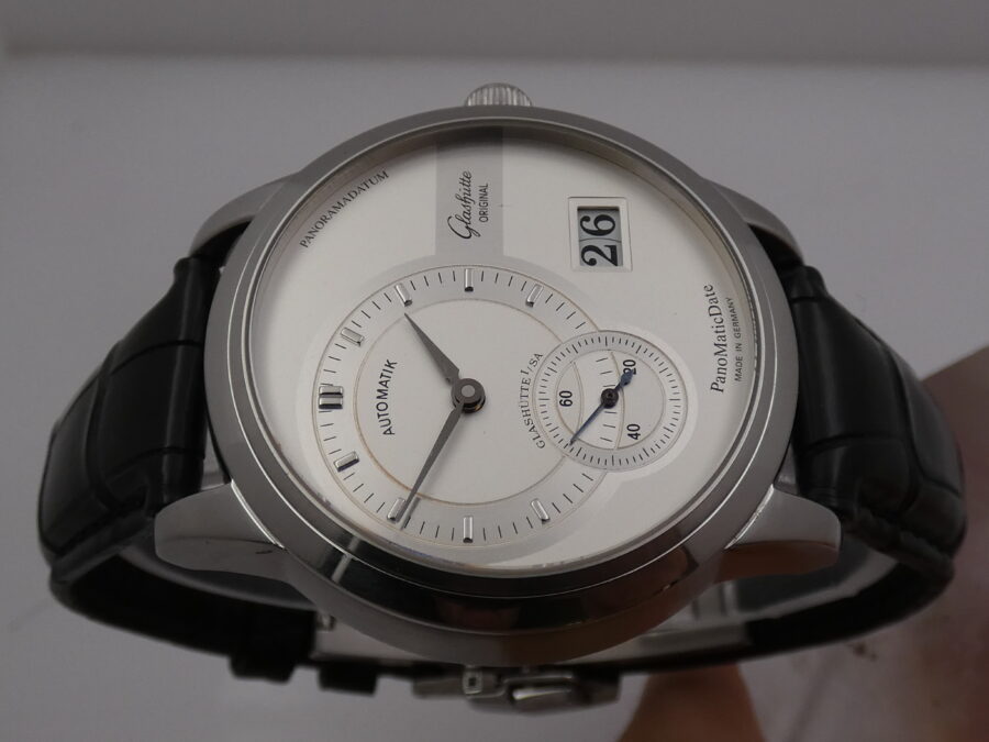 Glashütte Original PanoMaticDate Panoramadatum With PAPERS Anno 2011 Automatico Duplex Swan-neck Acciaio