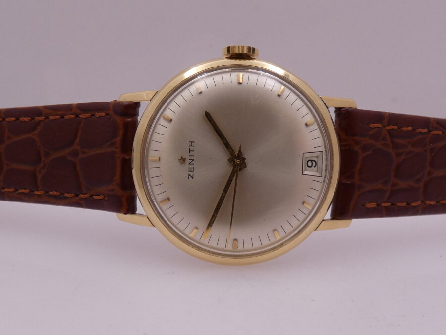 Zenith Stellina Date Oro Massiccio 18 Kt Anni '60s Appena Revisionato Carica Manuale - immagine 11