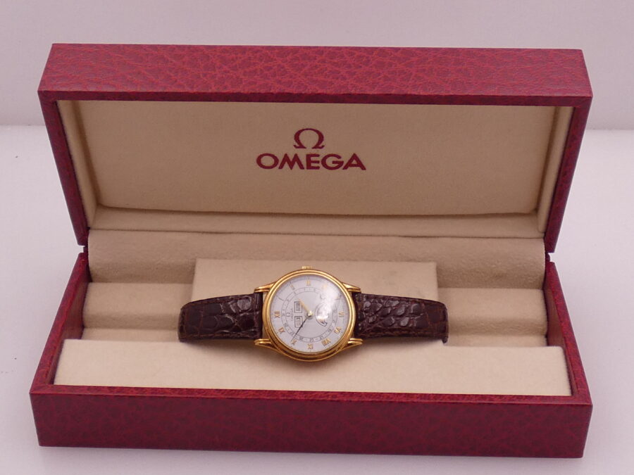 Omega Triple Date Moonphases Oro massiccio 18Kt Near N.O.S. ANNO 1985 Carica manuale Lady - immagine 11