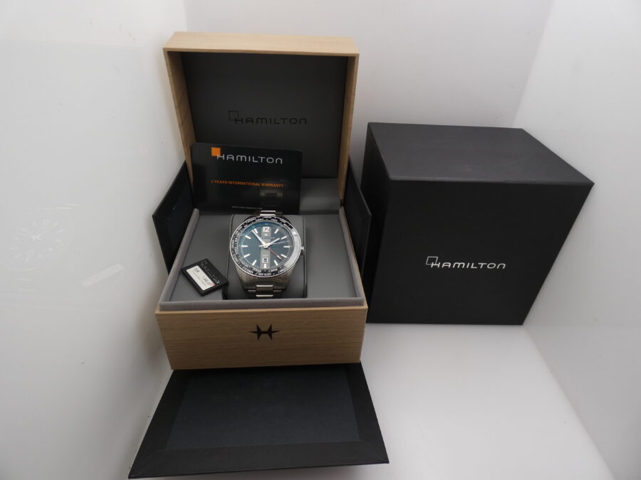 Hamilton Broadway GMT Edition 46mm NEW BOX&PAPERS Automatico Braccialato Acciaio Ref H437250 Limited Edition Mai indossato - immagine 13