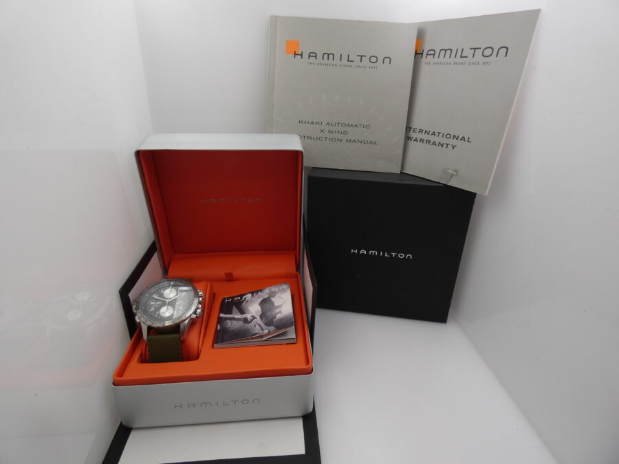 Hamilton Khaki X-Wind Aviation Chronograph 44mm BOX&PAPERS Automatic Year 2008 Steel Ref. H77656713 - immagine 12