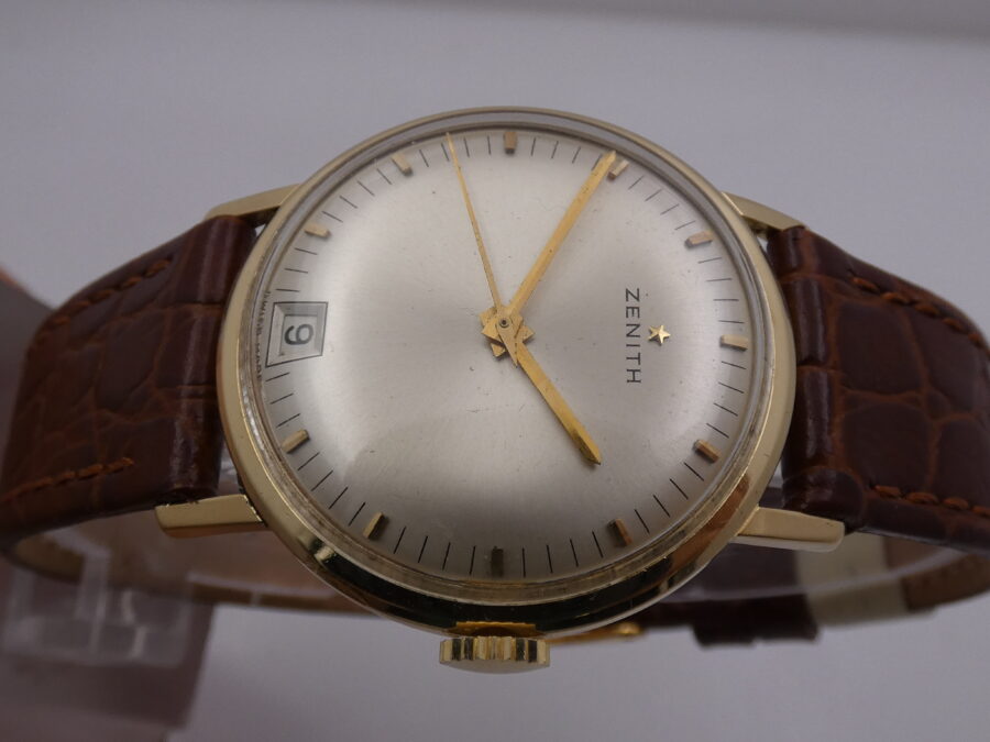 Zenith Stellina Date Oro Massiccio 18 Kt Anni '60s Appena Revisionato Carica Manuale - immagine 3