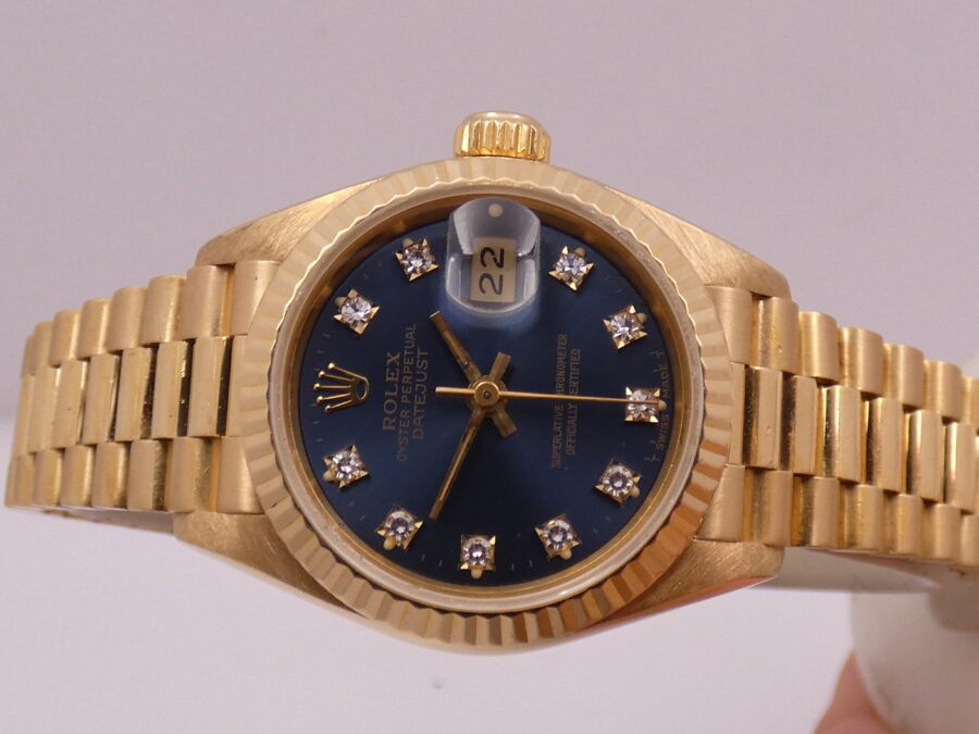 Rolex Lady-Datejust President 69178 Oro Pieno 18Kt FACTORY DIAMOND Dial FULL SET 1991 Automatico - immagine 4