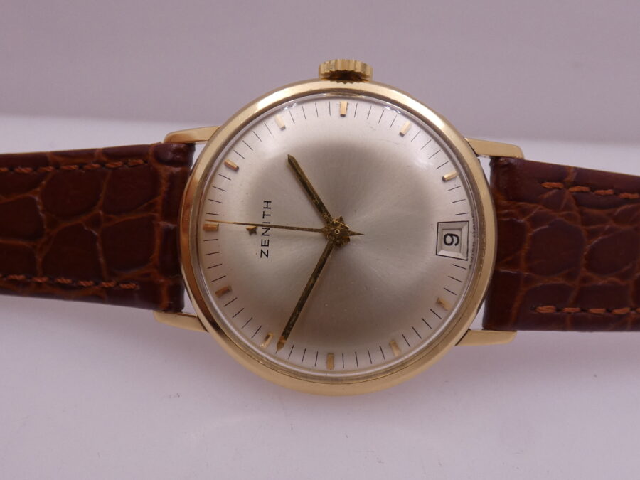 Zenith Stellina Date Oro Massiccio 18 Kt Anni '60s Appena Revisionato Carica Manuale - immagine 4