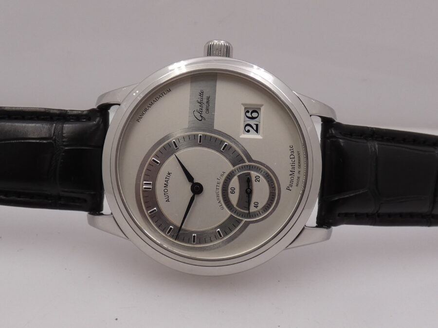 Glashütte Original PanoMaticDate Panoramadatum With PAPERS Anno 2011 Automatico Duplex Swan-neck Acciaio - immagine 4