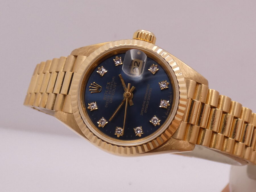 Rolex Lady-Datejust President 69178 Oro Pieno 18Kt FACTORY DIAMOND Dial FULL SET 1991 Automatico - immagine 5