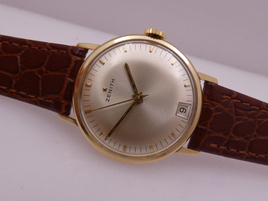 Zenith Stellina Date Oro Massiccio 18 Kt Anni '60s Appena Revisionato Carica Manuale - immagine 5