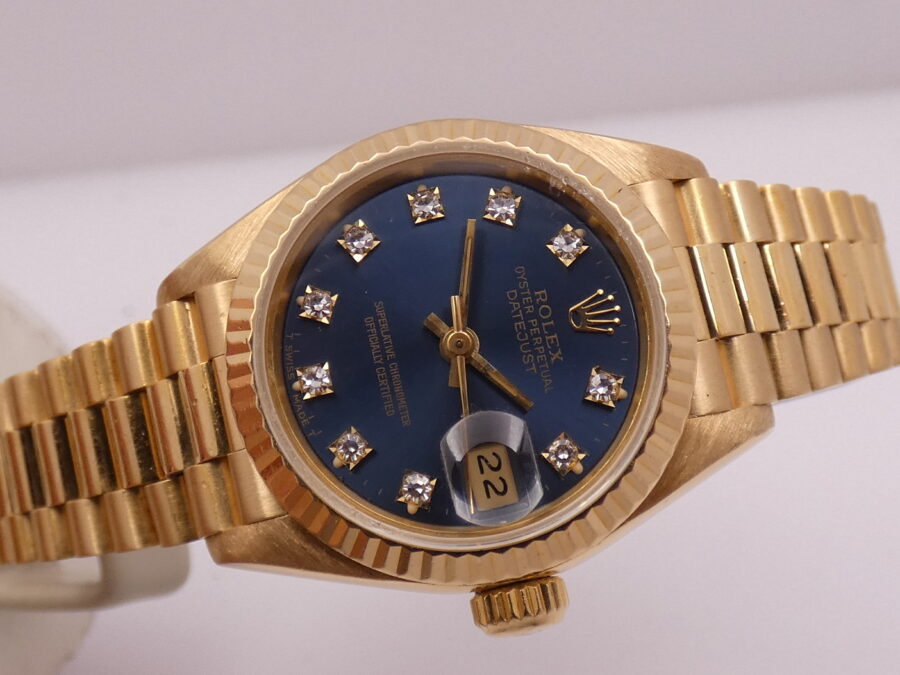 Rolex Lady-Datejust President 69178 Oro Pieno 18Kt FACTORY DIAMOND Dial FULL SET 1991 Automatico - immagine 6