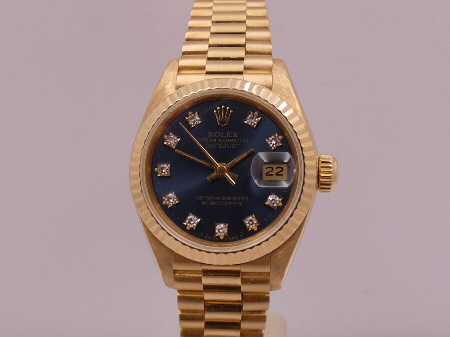 Rolex Lady-Datejust President 69178 Oro Pieno 18Kt FACTORY DIAMOND Dial FULL SET 1991 Automatico - immagine 7