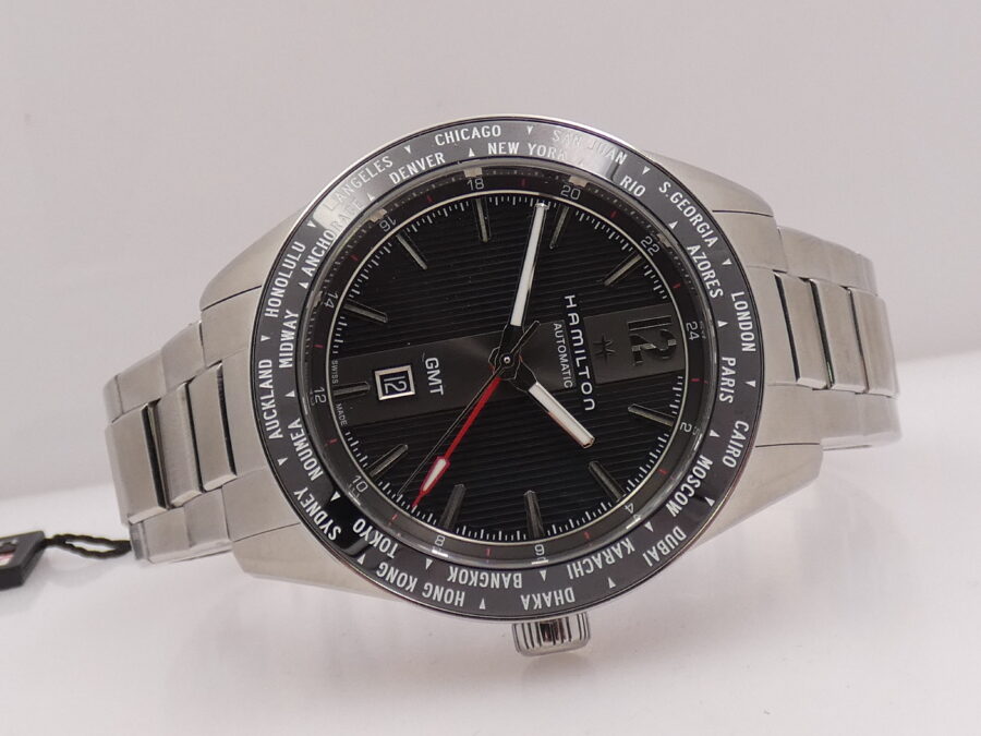 Hamilton Broadway GMT Edition 46mm NEW BOX&PAPERS Automatico Braccialato Acciaio Ref H437250 Limited Edition Mai indossato - immagine 8