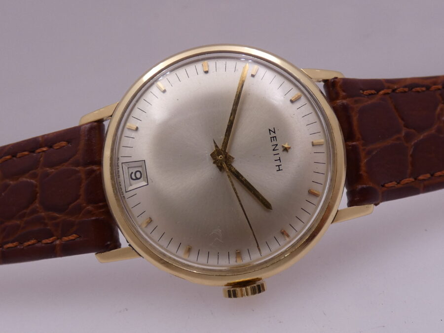 Zenith Stellina Date Oro Massiccio 18 Kt Anni '60s Appena Revisionato Carica Manuale - immagine 7
