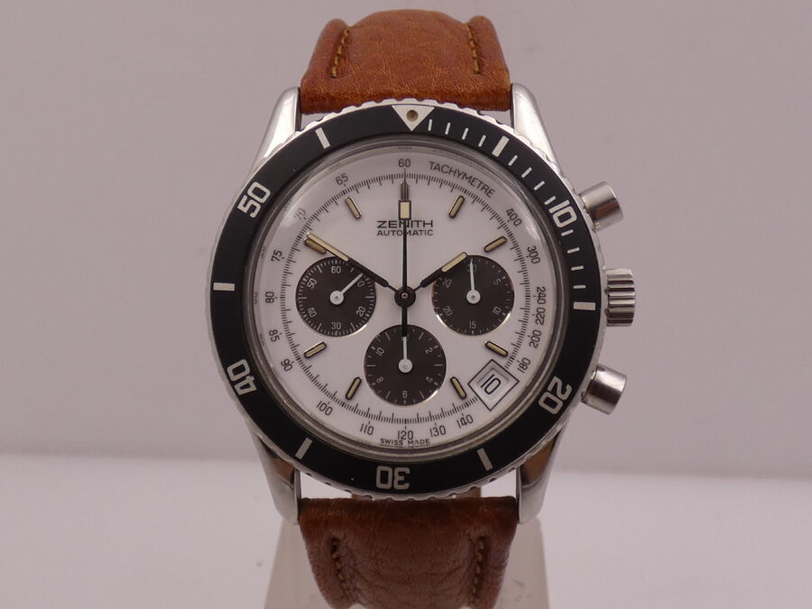 Cronografo Zenith El Primero RARO El Primero De Luca Prima Serie MK1 Porcelain Panda Dial Automatico Anno 1988 - immagine 8