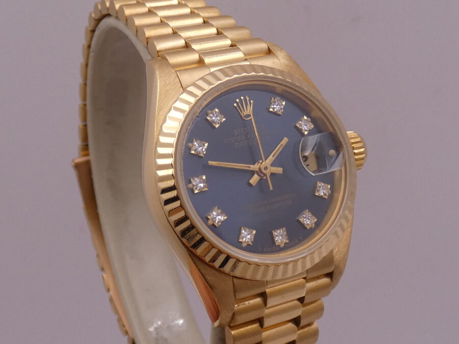 Rolex Lady-Datejust President 69178 Oro Pieno 18Kt FACTORY DIAMOND Dial FULL SET 1991 Automatico - immagine 9