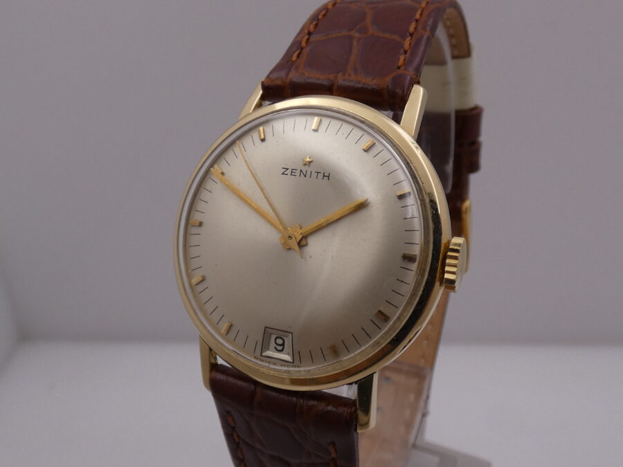 Zenith Stellina Date Oro Massiccio 18 Kt Anni '60s Appena Revisionato Carica Manuale - immagine 9