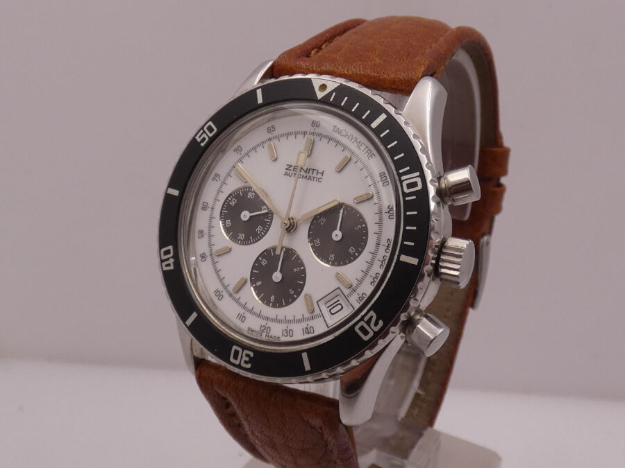 Cronografo Zenith El Primero RARO El Primero De Luca Prima Serie MK1 Porcelain Panda Dial Automatico Anno 1988 - immagine 9