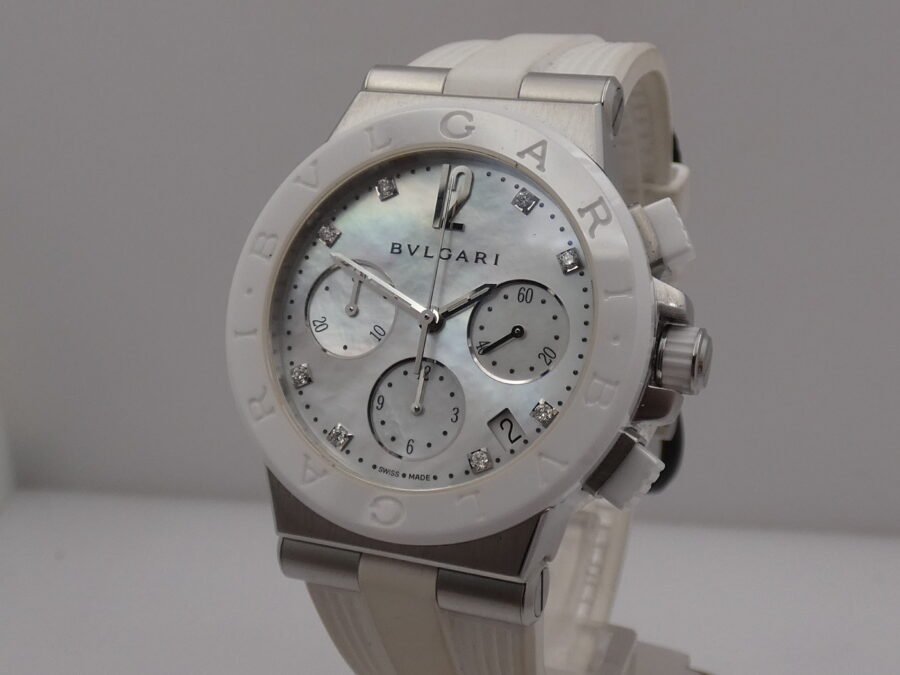 Cronografo Bulgari Diagono Automatico MOP Dial & Diamonds N.O.S. BOX&PAPERS New Old Stock - immagine 9