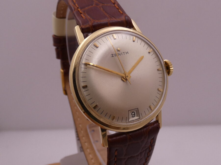 Zenith Stellina Date Oro Massiccio 18 Kt Anni '60s Appena Revisionato Carica Manuale - immagine 10