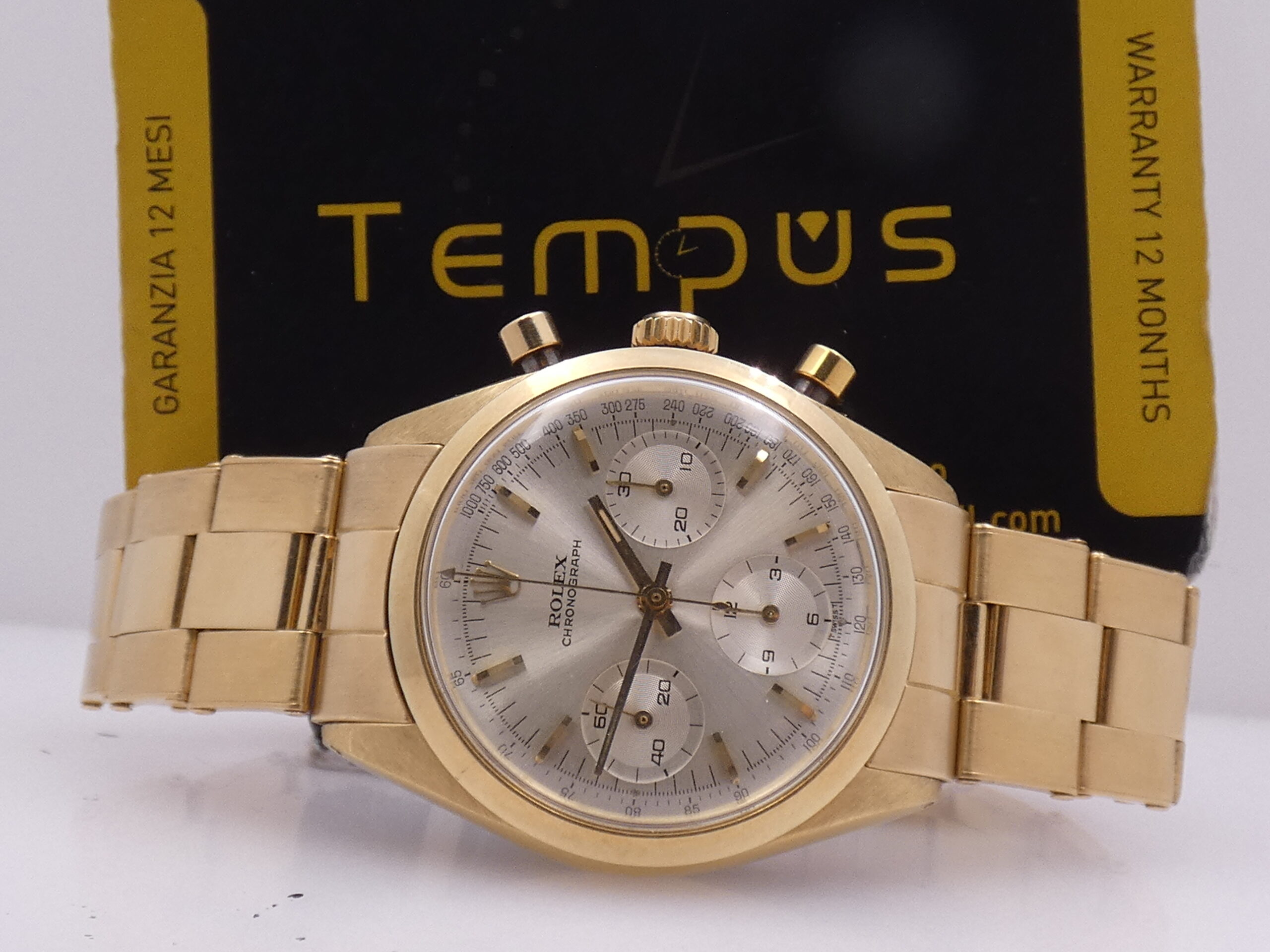Rolex Chronograph Untouched PRE-DAYTONA 6238 ORO PIENO 18KT BOX&PAPERS ANNO 1966 MAI LUCIDATO - immagine 2