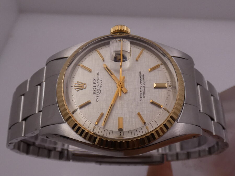 Rolex Datejust 36 1601 LINEN DIAL Lunetta Oro Massiccio 18Kt TOP CONDITION Anno 1973 Mai Lucidato