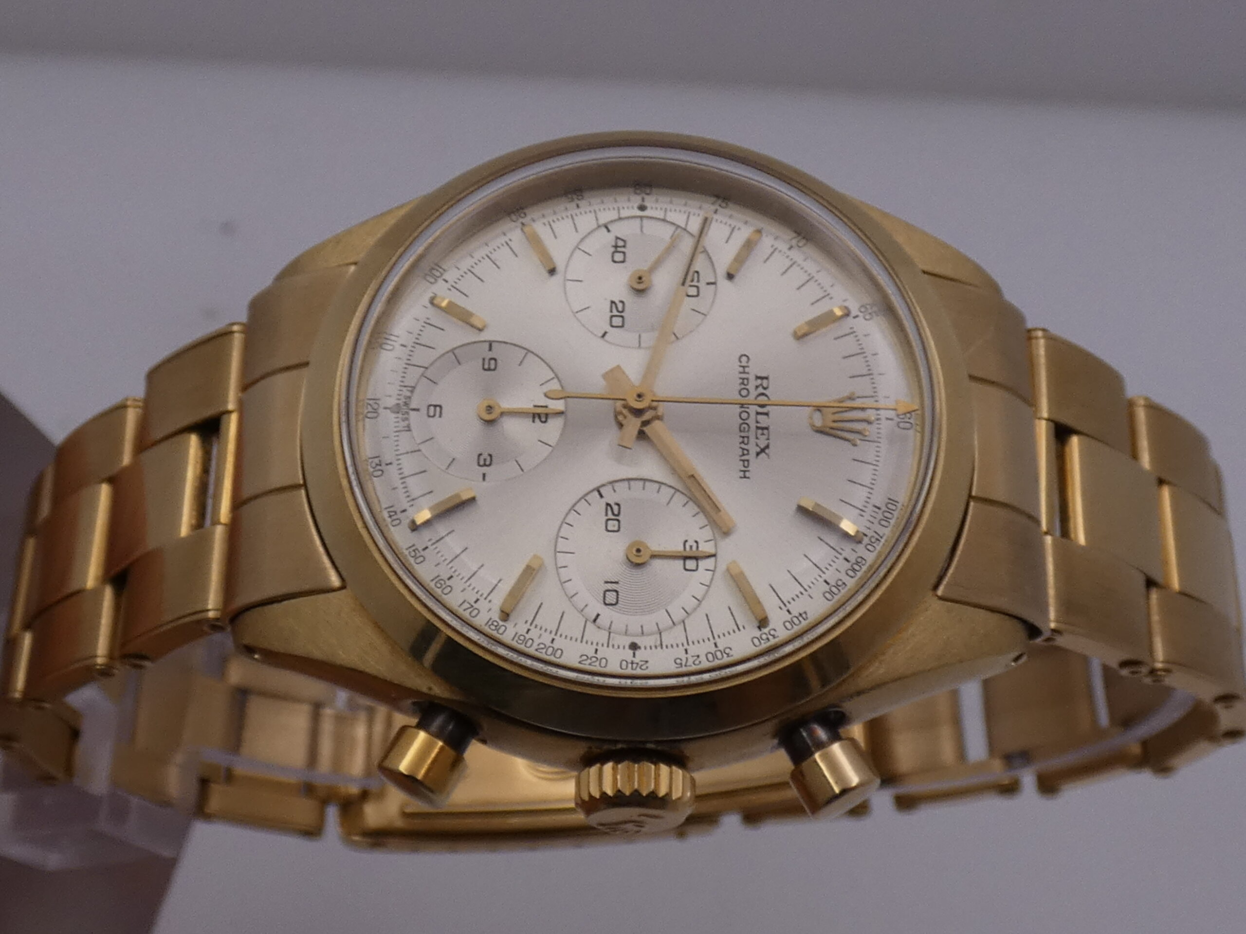 Rolex Chronograph Untouched PRE-DAYTONA 6238 ORO PIENO 18KT BOX&PAPERS ANNO 1966 MAI LUCIDATO