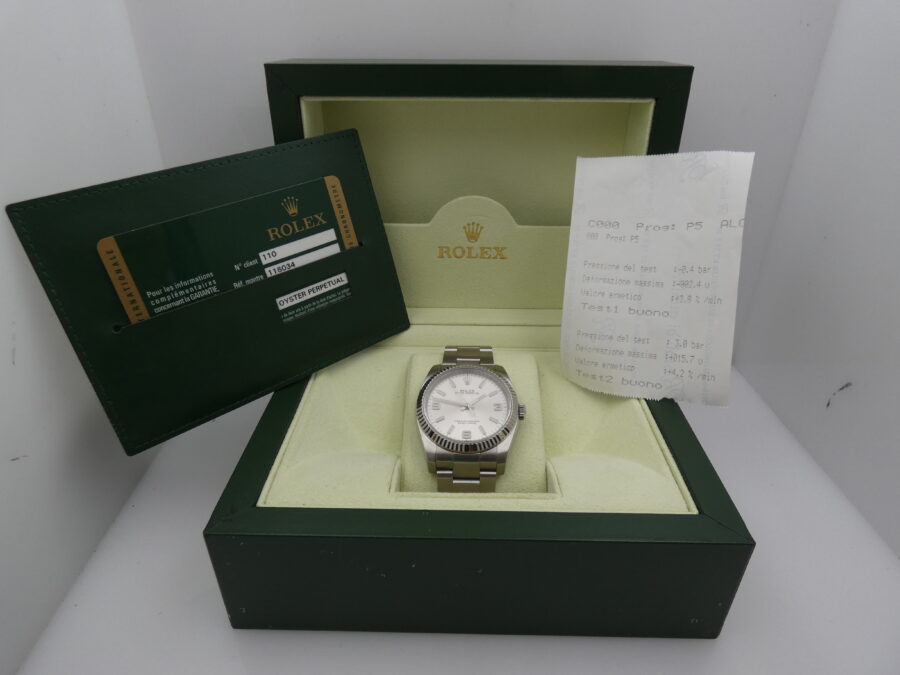 Rolex Oyster Perpetual 36 116034 Lunetta Oro Bianco 18Kt BOX&PAPERS Anno 2008 Automatico - immagine 12