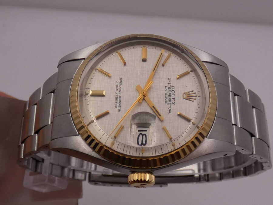 Rolex Datejust 36 1601 LINEN DIAL Lunetta Oro Massiccio 18Kt TOP CONDITION Anno 1973 Mai Lucidato - immagine 4