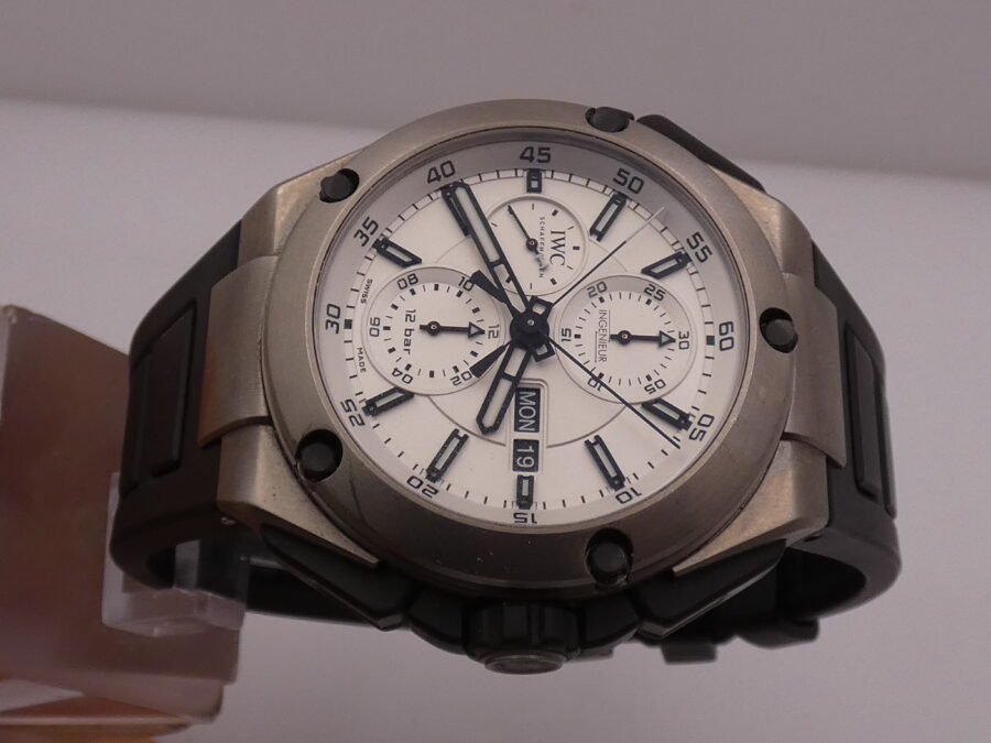 Cronografo IWC Ingenieur Double Titanio Rattrapante Split Second Day-Date IW3865 Automatico - immagine 4