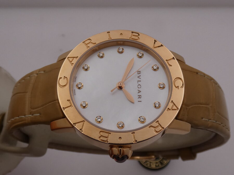 Bulgari Bulgari N.O. S. Oro Rosa 18Kt M.O.P. & DIAMOND Dial Automatic BOX&PAPERS New Old Stock BBLP33G WOMEN WATCH For Ladies - immagine 4