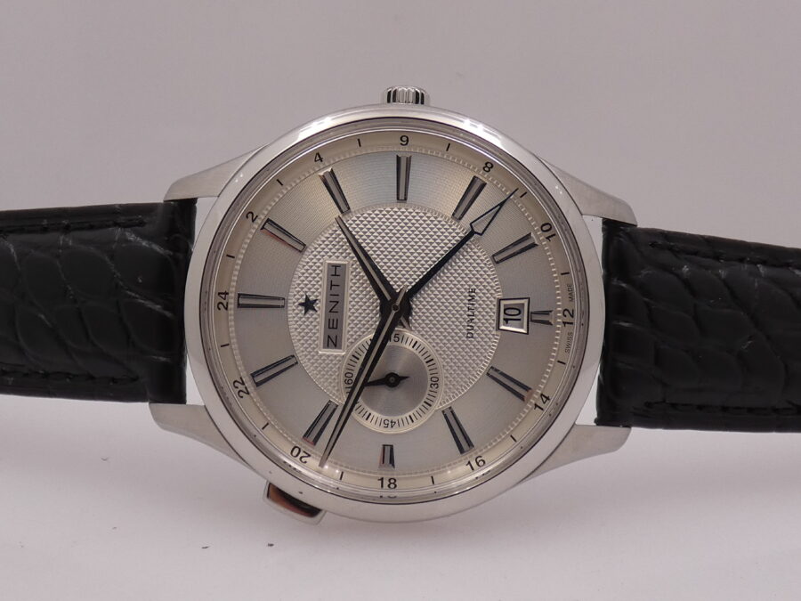 Zenith Elite Dual Time GMT 03.2130.682 LIKE NEW Honey Comb Dial Automatico Acciaio - immagine 5