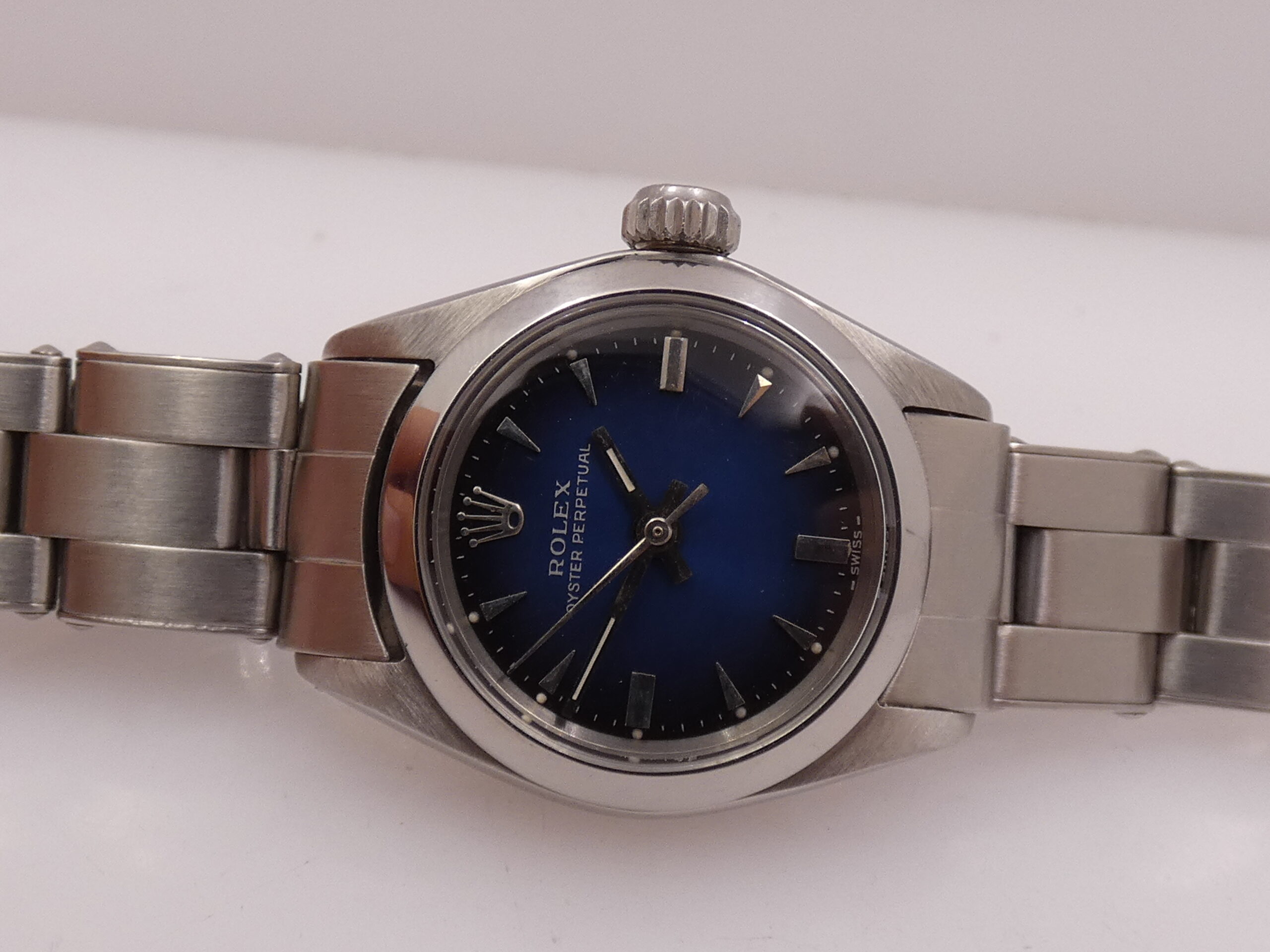 Rolex Oyster Perpetual Lady 6618 Blue Degradè Dial Anno 1969 Automatico Bracciale Oyster Acciaio - immagine 5