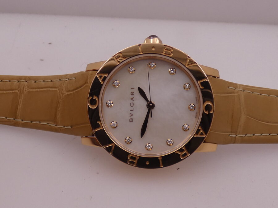 Bulgari Bulgari N.O. S. Oro Rosa 18Kt M.O.P. & DIAMOND Dial Automatic BOX&PAPERS New Old Stock BBLP33G WOMEN WATCH For Ladies - immagine 5