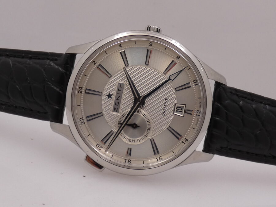 Zenith Elite Dual Time GMT 03.2130.682 LIKE NEW Honey Comb Dial Automatico Acciaio - immagine 6