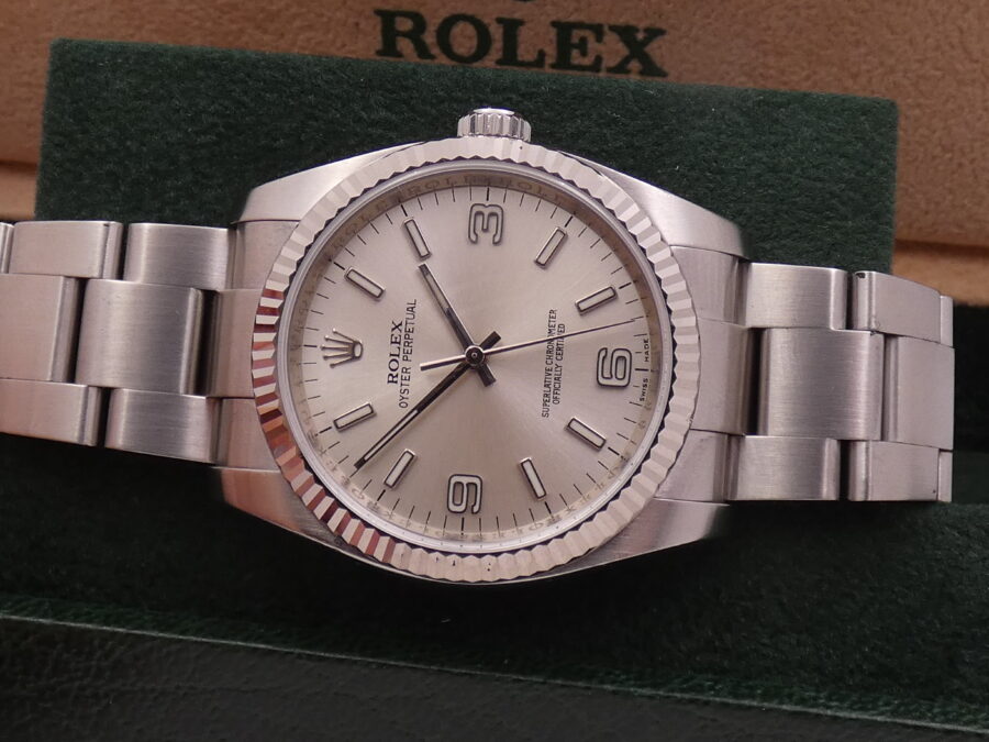 Rolex Oyster Perpetual 36 116034 Lunetta Oro Bianco 18Kt BOX&PAPERS Anno 2008 Automatico - immagine 5