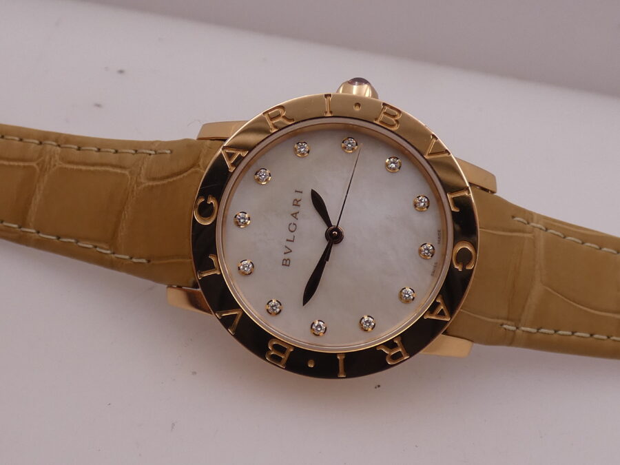 Bulgari Bulgari N.O. S. Oro Rosa 18Kt M.O.P. & DIAMOND Dial Automatic BOX&PAPERS New Old Stock BBLP33G WOMEN WATCH For Ladies - immagine 6