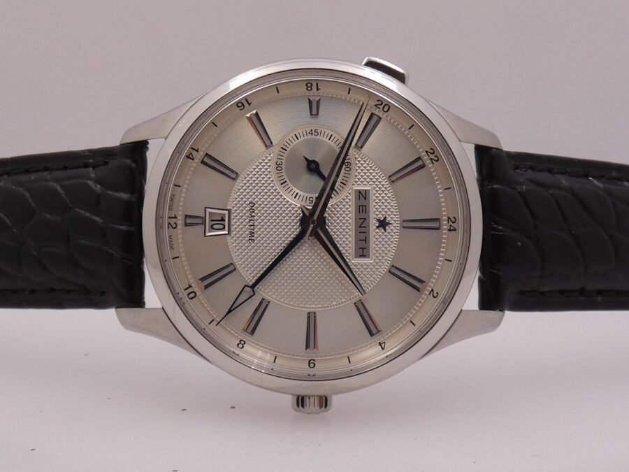 Zenith Elite Dual Time GMT 03.2130.682 LIKE NEW Honey Comb Dial Automatico Acciaio - immagine 7
