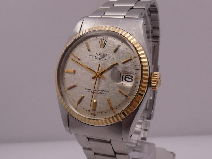 Rolex Datejust 36 1601 LINEN DIAL Lunetta Oro Massiccio 18Kt TOP CONDITION Anno 1973 Mai Lucidato - immagine 7