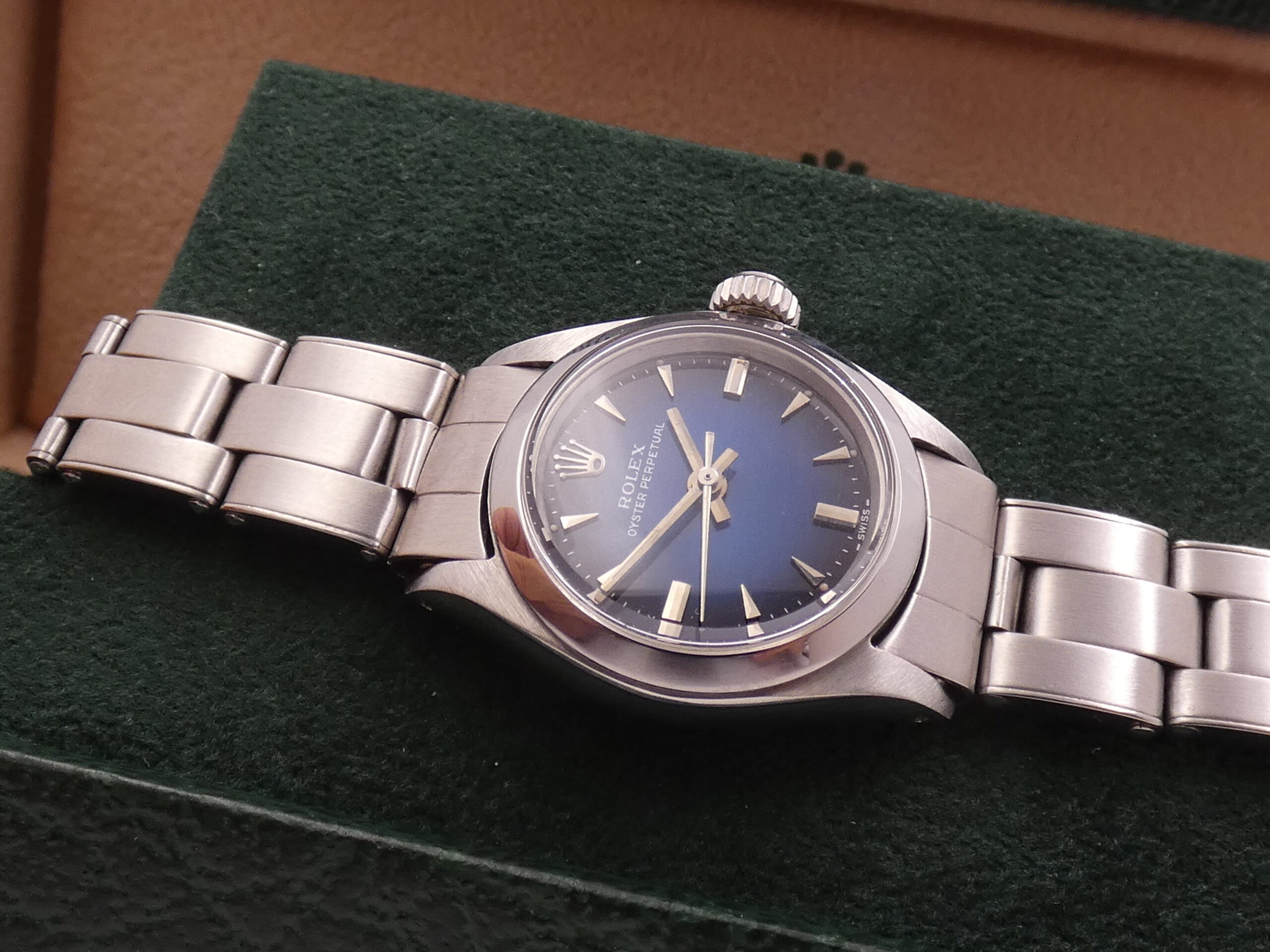 Rolex Oyster Perpetual Lady 6618 Blue Degradè Dial Anno 1969 Automatico Bracciale Oyster Acciaio - immagine 7
