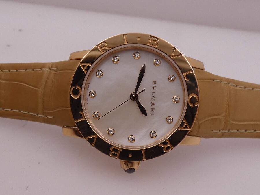 Bulgari Bulgari N.O. S. Oro Rosa 18Kt M.O.P. & DIAMOND Dial Automatic BOX&PAPERS New Old Stock BBLP33G WOMEN WATCH For Ladies - immagine 7