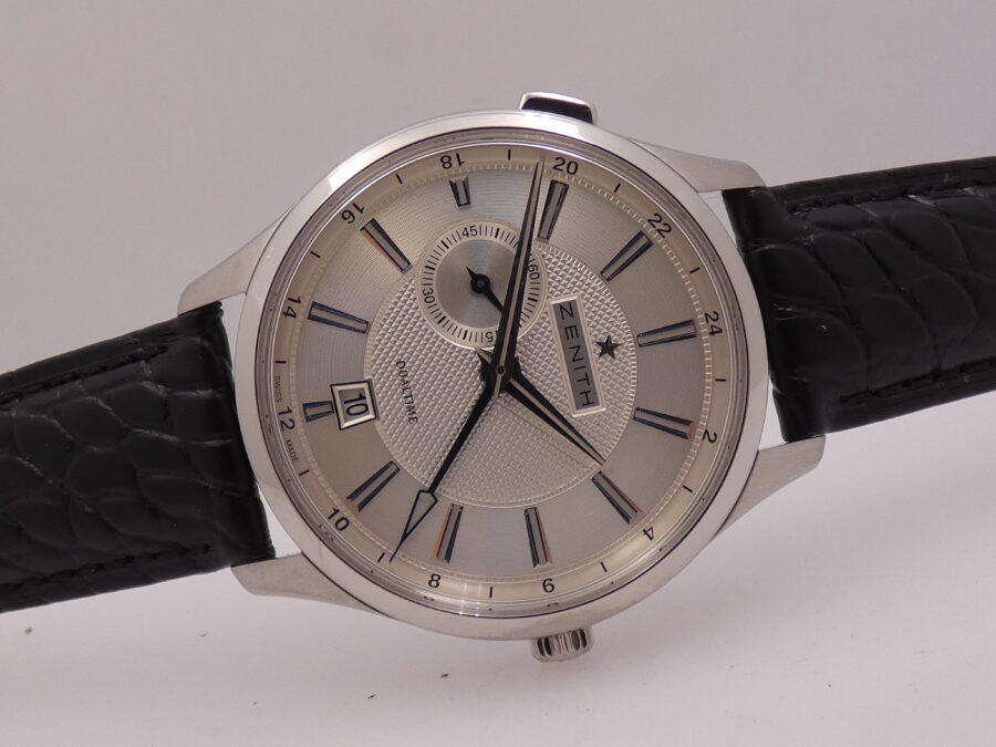 Zenith Elite Dual Time GMT 03.2130.682 LIKE NEW Honey Comb Dial Automatico Acciaio - immagine 8
