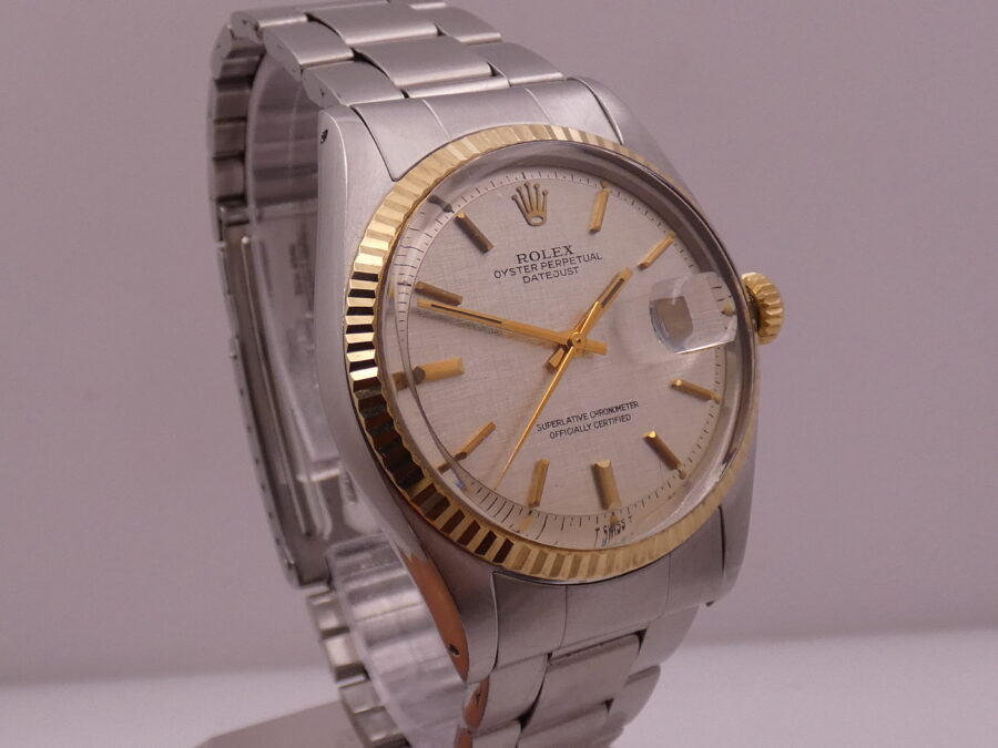 Rolex Datejust 36 1601 LINEN DIAL Lunetta Oro Massiccio 18Kt TOP CONDITION Anno 1973 Mai Lucidato - immagine 8