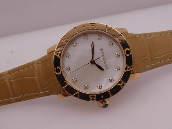 Bulgari Bulgari N.O. S. Oro Rosa 18Kt M.O.P. & DIAMOND Dial Automatic BOX&PAPERS New Old Stock BBLP33G WOMEN WATCH For Ladies