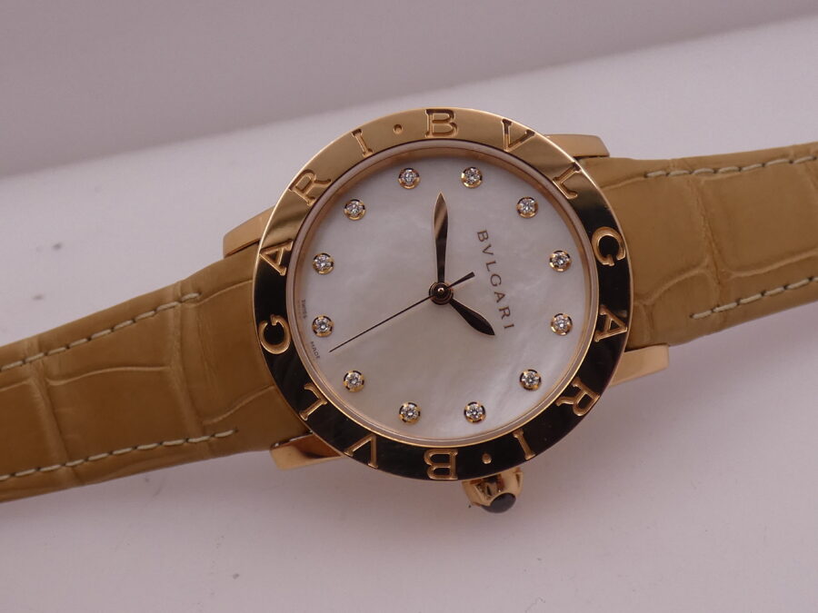 Bulgari Bulgari N.O. S. Oro Rosa 18Kt M.O.P. & DIAMOND Dial Automatic BOX&PAPERS New Old Stock BBLP33G WOMEN WATCH For Ladies - immagine 8