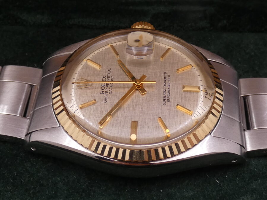 Rolex Datejust 36 1601 LINEN DIAL Lunetta Oro Massiccio 18Kt TOP CONDITION Anno 1973 Mai Lucidato - immagine 9