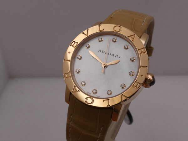 Bulgari Bulgari N.O. S. Oro Rosa 18Kt M.O.P. & DIAMOND Dial Automatic BOX&PAPERS New Old Stock BBLP33G WOMEN WATCH For Ladies