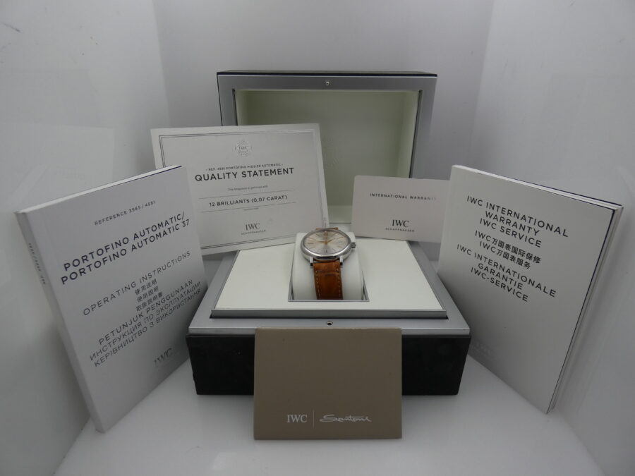 IWC Portofino Automatic 37mm DIAMOND DIAL BOX&PAPERS Anno 2018 IW4581 Acciaio - immagine 12